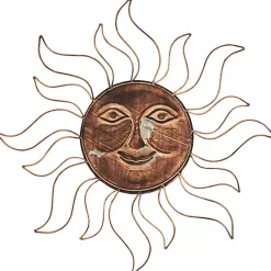 Kirklands Home Outdoor Wall Decor|Brass Sun Metal Outdoor Wall Plaque Brown
