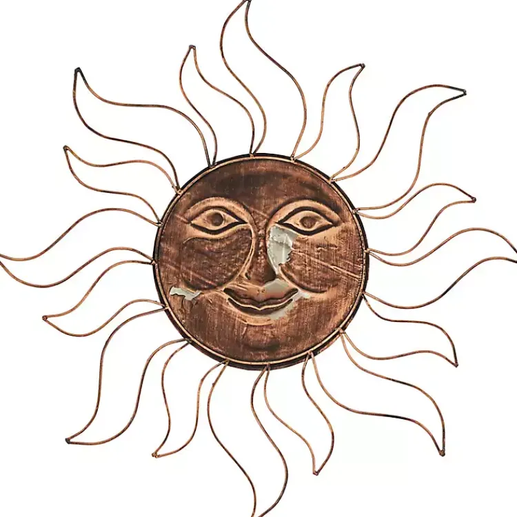 Kirklands Home Outdoor Wall Decor|Brass Sun Metal Outdoor Wall Plaque Brown