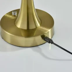 Kirklands Home Outdoor Lighting|Brass Tapered Dome Frosted Light Cordless Lamp Gold