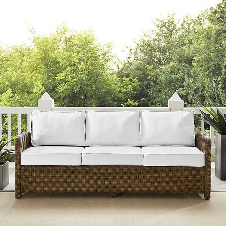 Kirklands Home Outdoor Seating|Bren Wicker Sofa with Sunbrella Cushions Brown