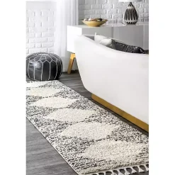 Kirklands Home Accent Rugs|Bria Moroccan Diamond Tassel Runner