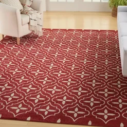 Kirklands Home Outdoor Rugs|Brick & Ivory Quatrefoil Indoor/Outdoor Rug, 5x7