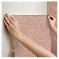 Kirklands Home Wall Murals & Wallpaper|Brick Textured Cross Woven Peel & Stick Wallpaper Pink
