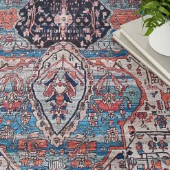 Kirklands Home Area Rugs|Brick Vintage Medallion Washable Area Rug, 5x7 Red