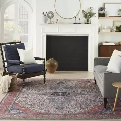 Kirklands Home Area Rugs|Brick Vintage Medallion Washable Area Rug, 5x7 Red