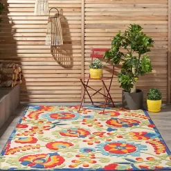 Kirklands Home Outdoor Rugs|Bright Abstract Floral Outdoor Area Rug, 5x7