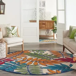 Kirklands Home Outdoor Rugs|Bright Branches Round Outdoor Area Rug, 7x7