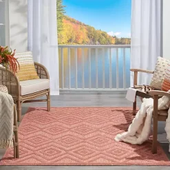 Kirklands Home Outdoor Rugs|Bright Coral Diamond Outdoor Area Rug, 6x9 Orange