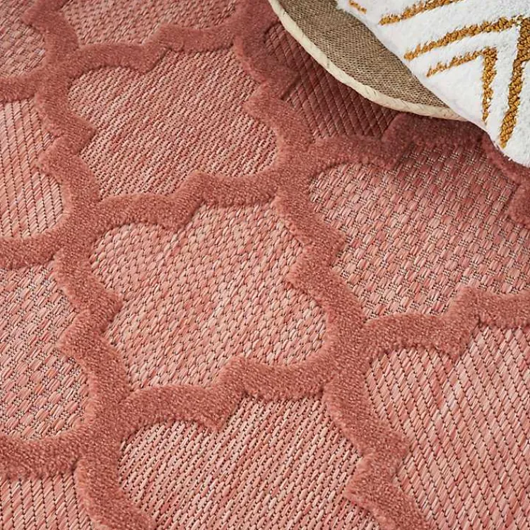 Kirklands Home Outdoor Rugs|Bright Coral Trellis Outdoor Area Rug, 4x6
