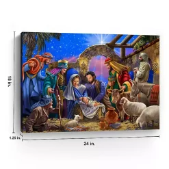 Clearance Bright Nativity Scene Canvas Art Print, 18x24 Christmas Art & Wall Decor
