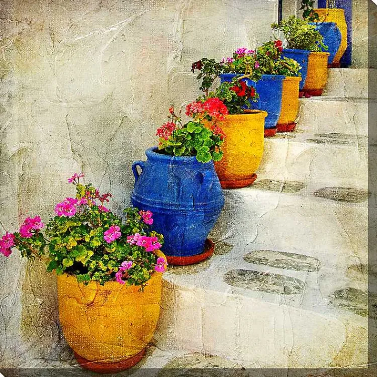 Kirklands Home Outdoor Wall Decor|Bright Pots Outdoor Canvas Art Print Multi