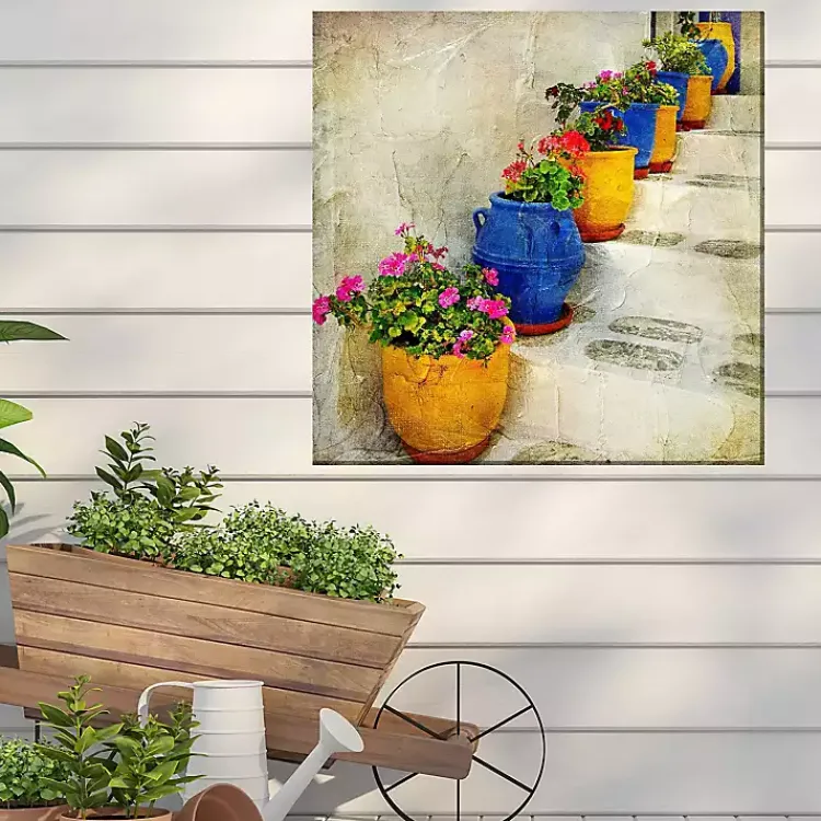 Kirklands Home Outdoor Wall Decor|Bright Pots Outdoor Canvas Art Print Multi