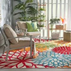 Kirklands Home Outdoor Rugs|Bright Red Floral Burst Outdoor Area Rug, 6x9