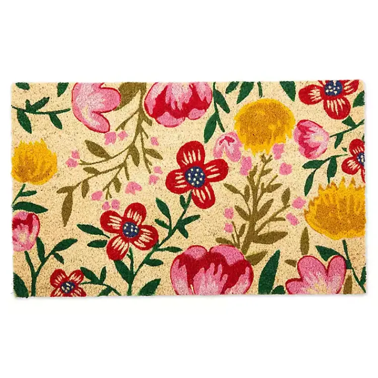 Kirklands Home Doormats|Bright Summer Blossoms Coir Doormat