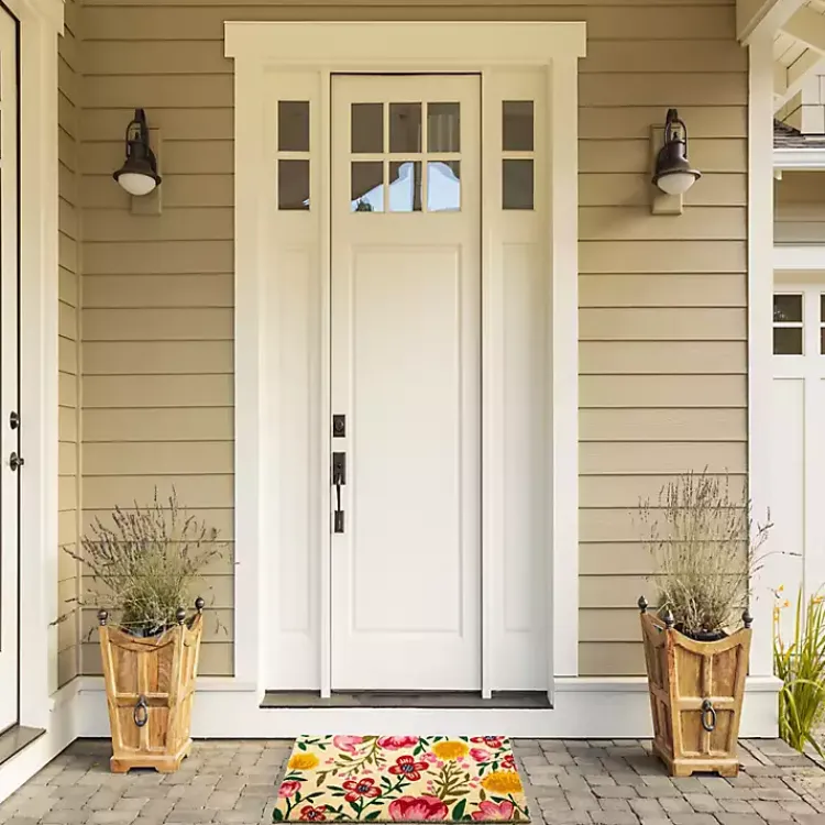 Kirklands Home Doormats|Bright Summer Blossoms Coir Doormat