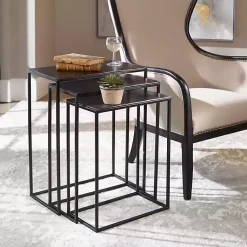 Kirklands Home Accent & End Tables|Bronze & Metal Nesting Side Tables, Set of 3 Black