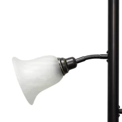 Kirklands Home Floor Lamps|Bronze and White 3-Scallop Glass Floor Lamp Brown