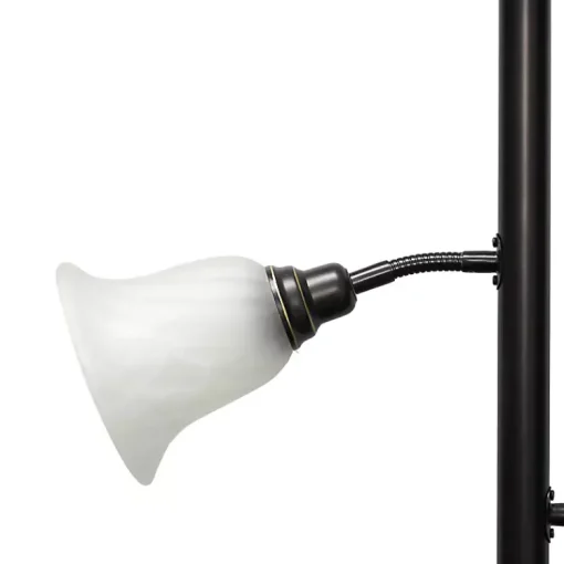 Kirklands Home Floor Lamps|Bronze and White 3-Scallop Glass Floor Lamp Brown