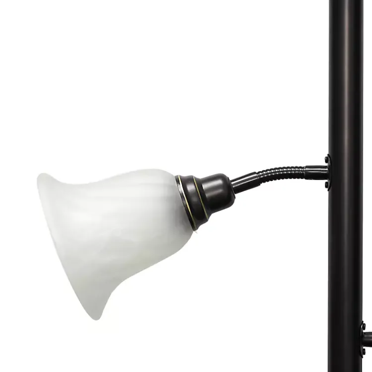 Kirklands Home Floor Lamps|Bronze and White 3-Scallop Glass Floor Lamp Brown