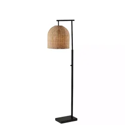 Kirklands Home Floor Lamps|Bronze and Woven Rat Stem Floor Lamp Tan