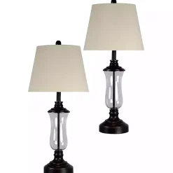 Kirklands Home Table Lamps|Bronze Glass Table Lamps, Set of 2 White