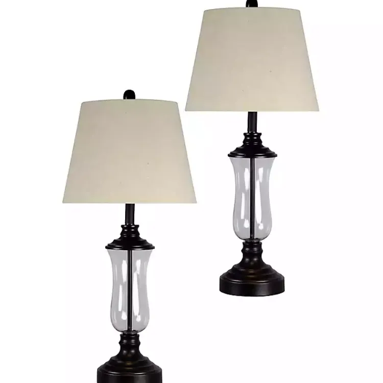 Kirklands Home Table Lamps|Bronze Glass Table Lamps, Set of 2 White