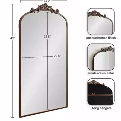 Kirklands Home Decorative Mirrors|Bronze Metal Arch Ornate Crown Wall Mirror Brown