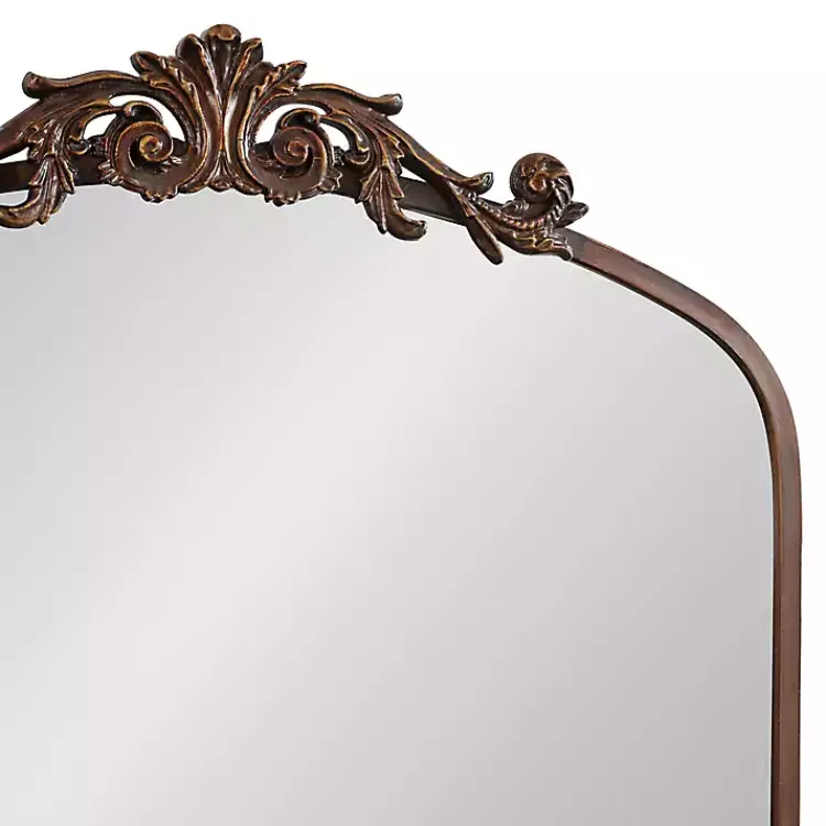 Kirklands Home Decorative Mirrors|Bronze Metal Arch Ornate Crown Wall Mirror Brown