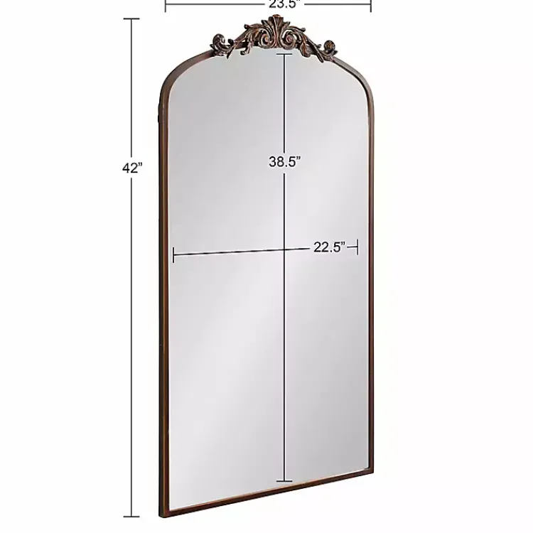 Kirklands Home Decorative Mirrors|Bronze Metal Arch Ornate Crown Wall Mirror Brown