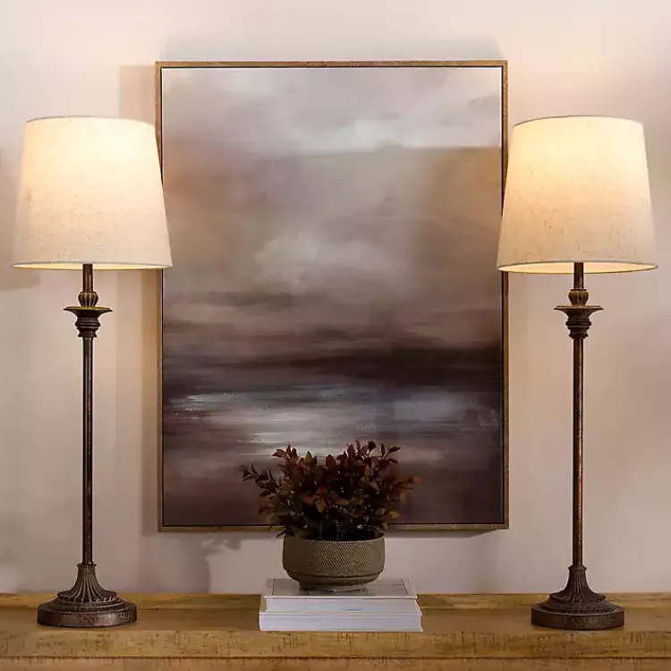 Kirklands Home Buffet Lamps|Bronze Metal Candlestick Buffet Lamps, Set of 2 White