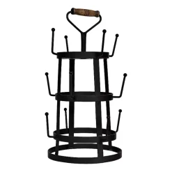 Kirklands Home Kitchen Accessories|Bronze Metal Mug Holder with Wooden Handle Brown