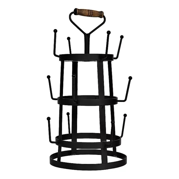 Kirklands Home Kitchen Accessories|Bronze Metal Mug Holder with Wooden Handle Brown