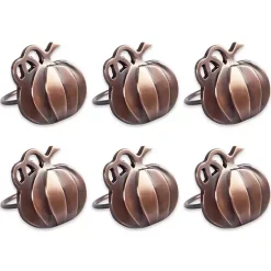 Clearance Bronze Metal Pumpkin Napkin Rings, Set of 6 Fall