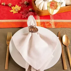 Clearance Bronze Metal Pumpkin Napkin Rings, Set of 6 Fall