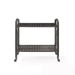 Kirklands Home Outdoor Accent Furniture|Bronze Metal 2-Tier Outdoor Bar Cart Brown