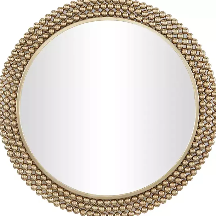 Kirklands Home Decorative Mirrors|Metal Tiered Bead Frame Wall Mirror Bronze