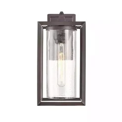 Kirklands Home Outdoor Lighting|Bronze Open Seeded Glass Outdoor Sconce Brown