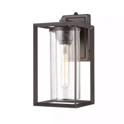 Kirklands Home Outdoor Lighting|Bronze Open Seeded Glass Outdoor Sconce Brown