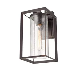 Kirklands Home Outdoor Lighting|Bronze Open Seeded Glass Outdoor Sconce Brown