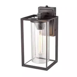 Kirklands Home Outdoor Lighting|Bronze Open Seeded Glass Outdoor Sconce Brown