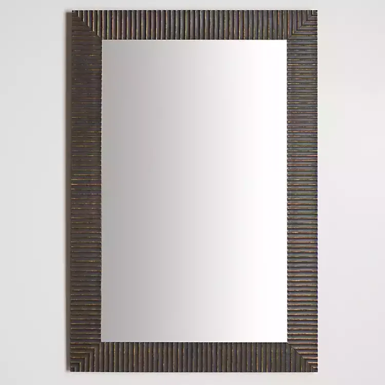 Kirklands Home Framed Mirrors|Bronze Ribbed Devin Profile Mirror, 24x36 in.