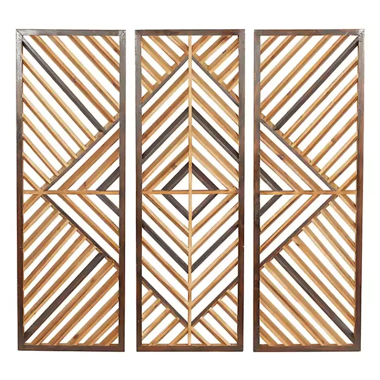 Kirklands Home Wall Plaques|Bronze Wood Geometric Wall Plaques, Set of 3 Tan