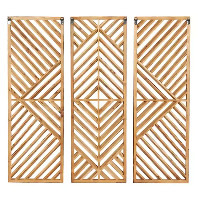 Kirklands Home Wall Plaques|Bronze Wood Geometric Wall Plaques, Set of 3 Tan