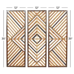 Kirklands Home Wall Plaques|Bronze Wood Geometric Wall Plaques, Set of 3 Tan