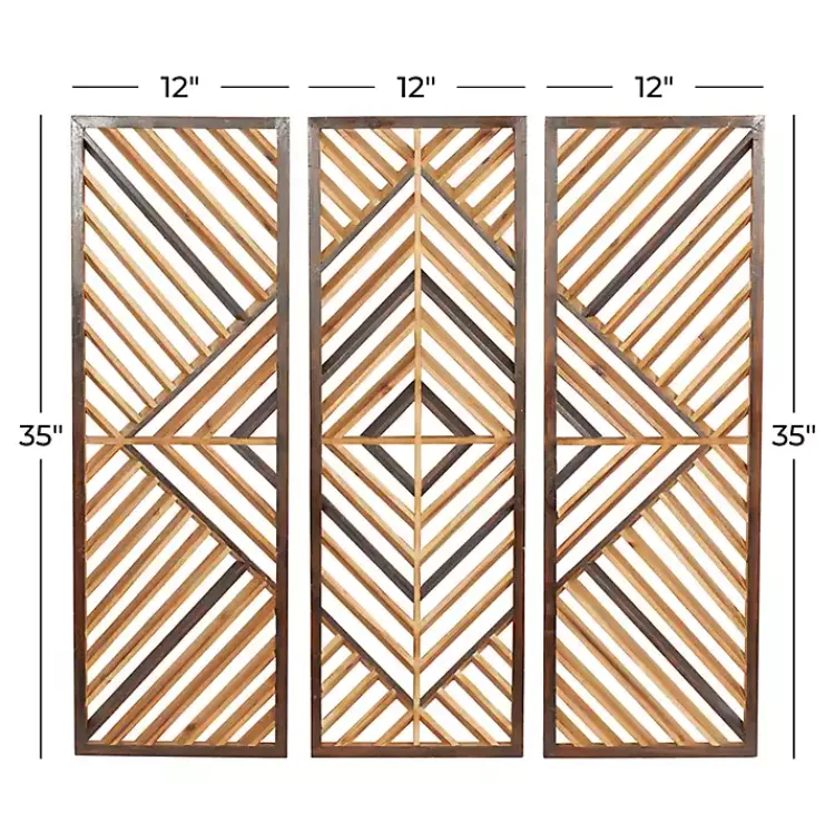 Kirklands Home Wall Plaques|Bronze Wood Geometric Wall Plaques, Set of 3 Tan