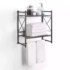 Kirklands Home Bathroom Accessories|Bronze 2-Tier Utility Shelf Brown