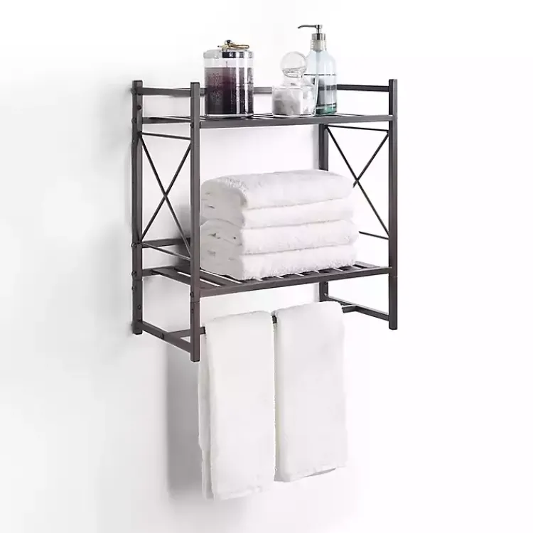 Kirklands Home Bathroom Accessories|Bronze 2-Tier Utility Shelf Brown