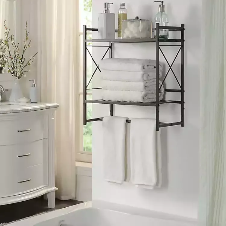 Kirklands Home Bathroom Accessories|Bronze 2-Tier Utility Shelf Brown