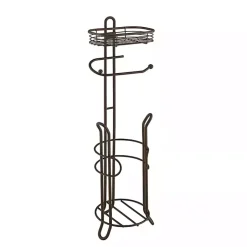 Kirklands Home Bathroom Accessories|Bronze Toilet Paper Storage Stand with Basket Brown