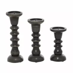 New Bronze Wood Column Candle Holders, Set of 3 Candle Holders